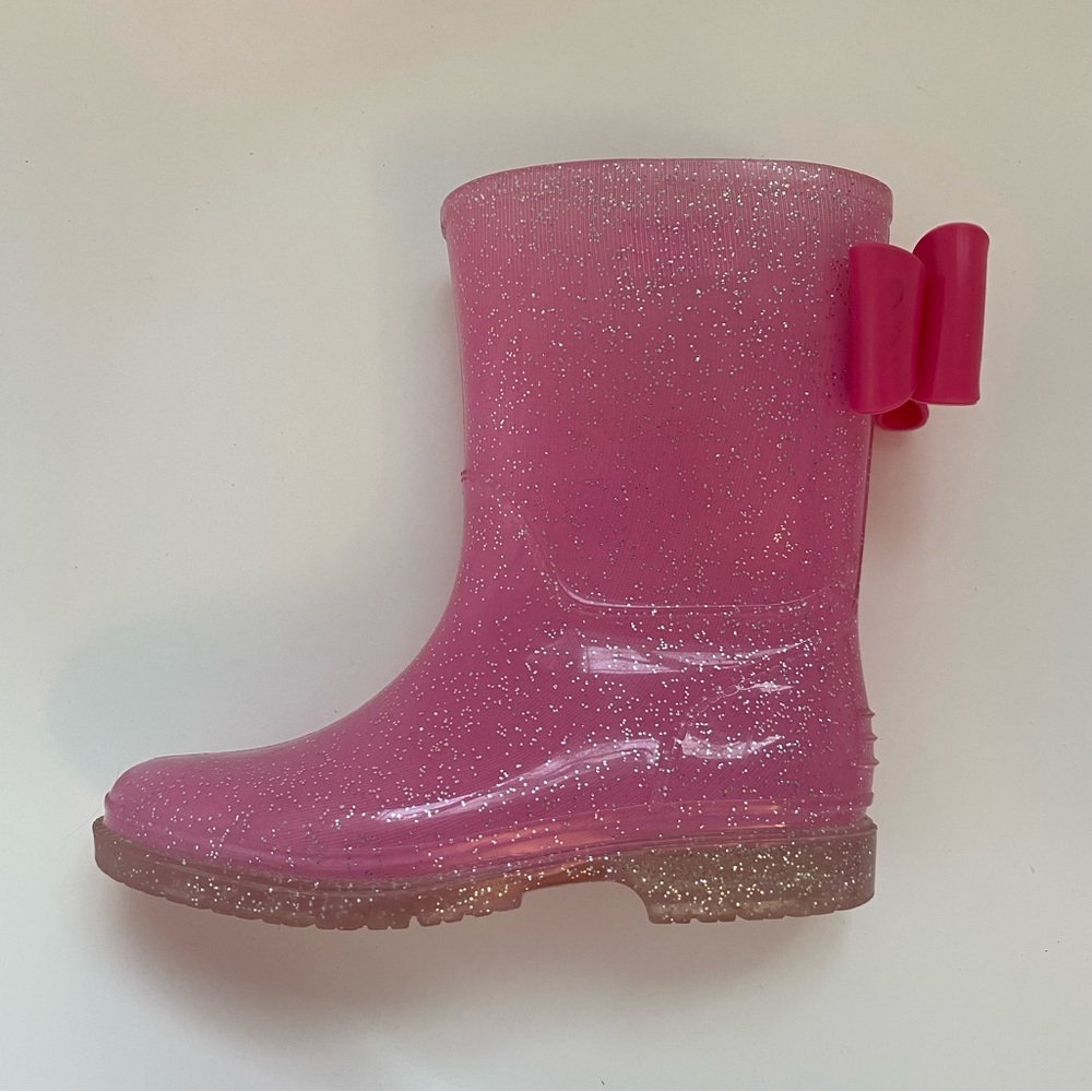 Glitter Pink rain boots with bow